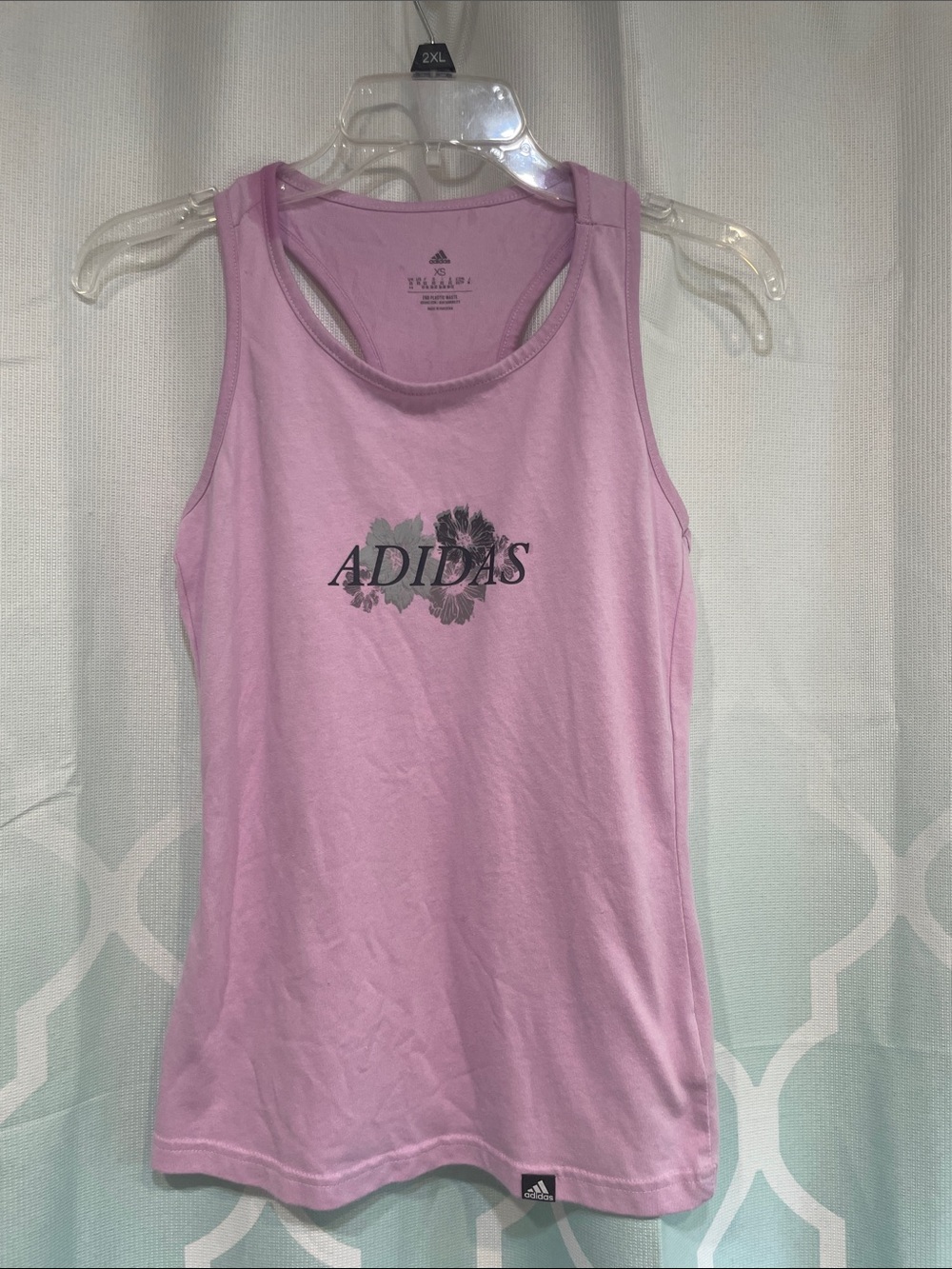 adidas Light Pink Floral Logo Racerback Tank